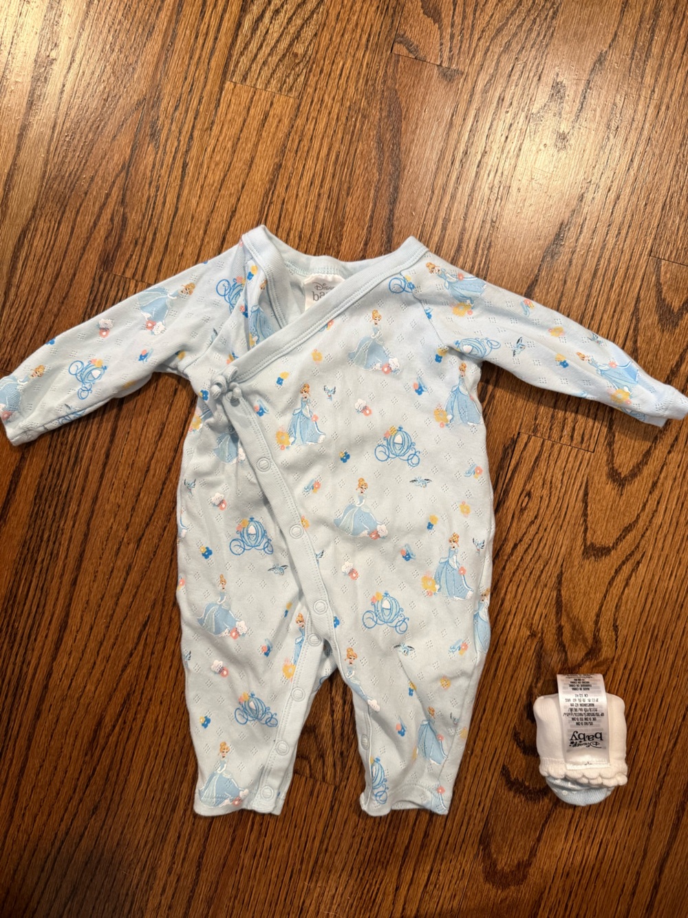 Disney Baby Light Blue Cinderella Print Footed Pajama Set
